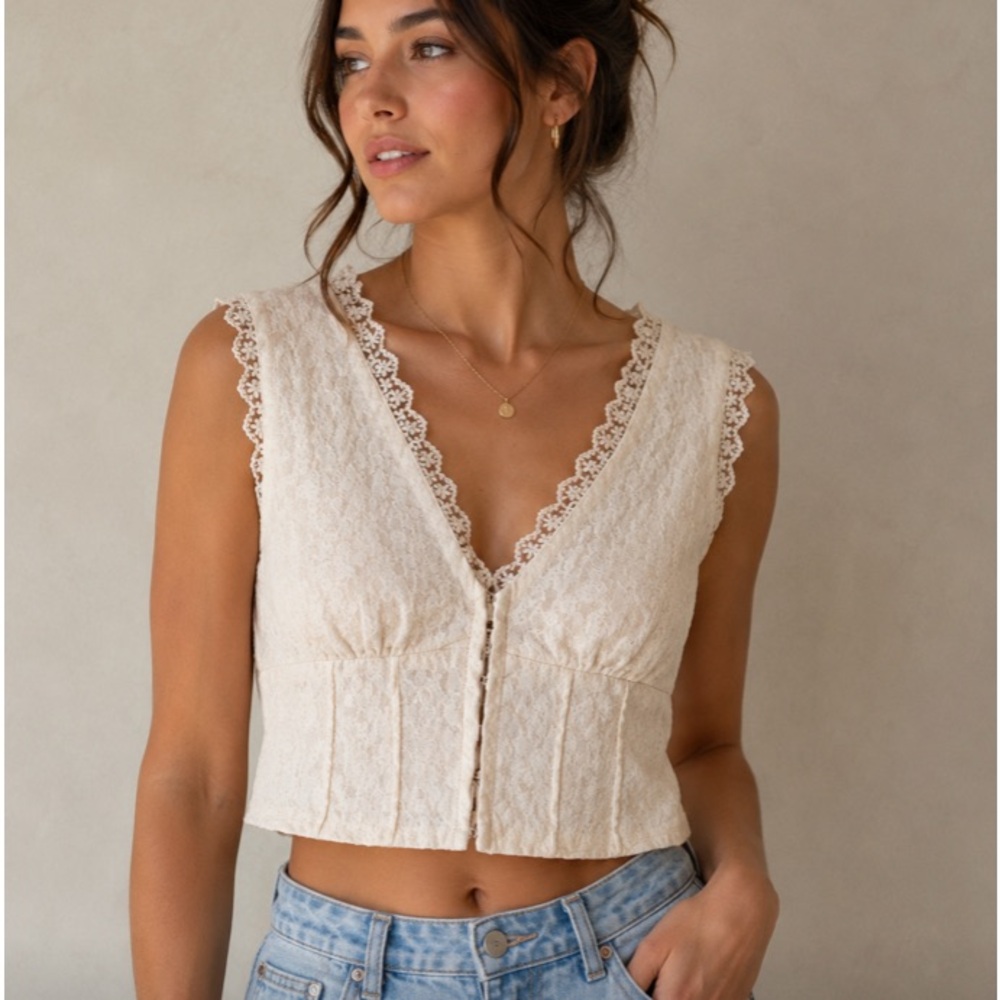 Kirious Los Angeles Lace Babydoll Cropped Vest Top Y2K Fairycore